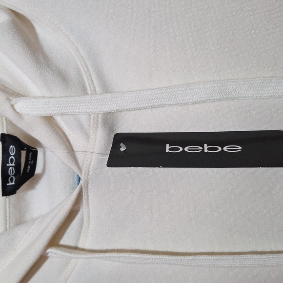 Bebe Cream Cropped Hoodie with Logo Detail Size XL - Picture 3 of 4